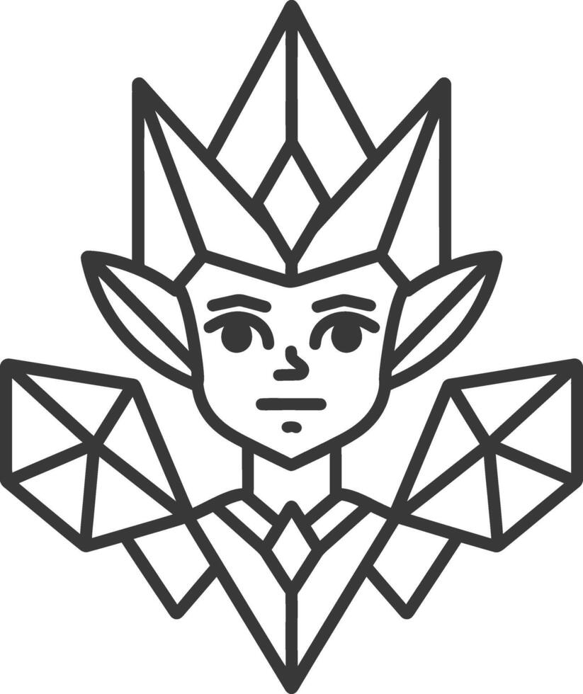 crystal elf with pointed ears and a determined expression vector