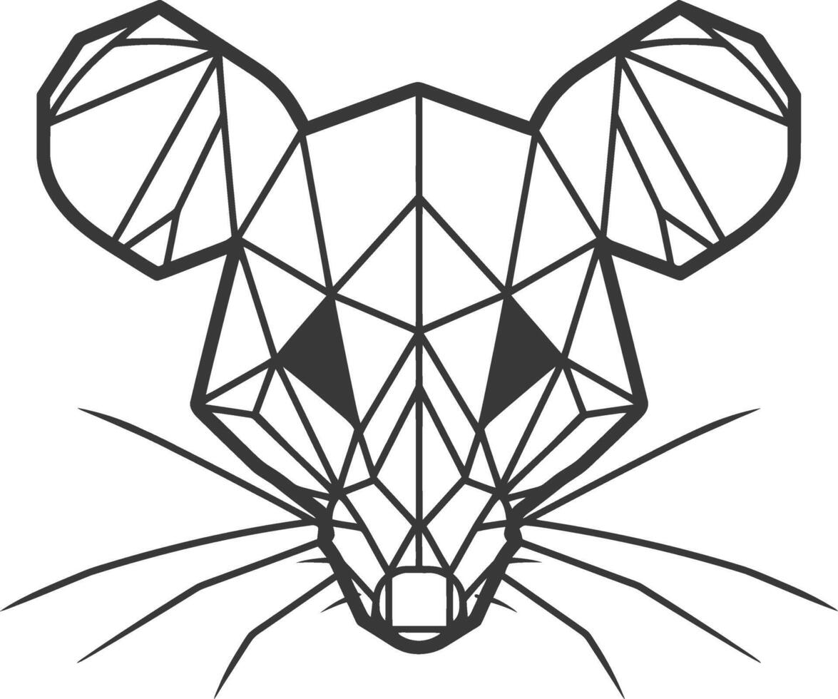 geometric mouse with whiskers vector