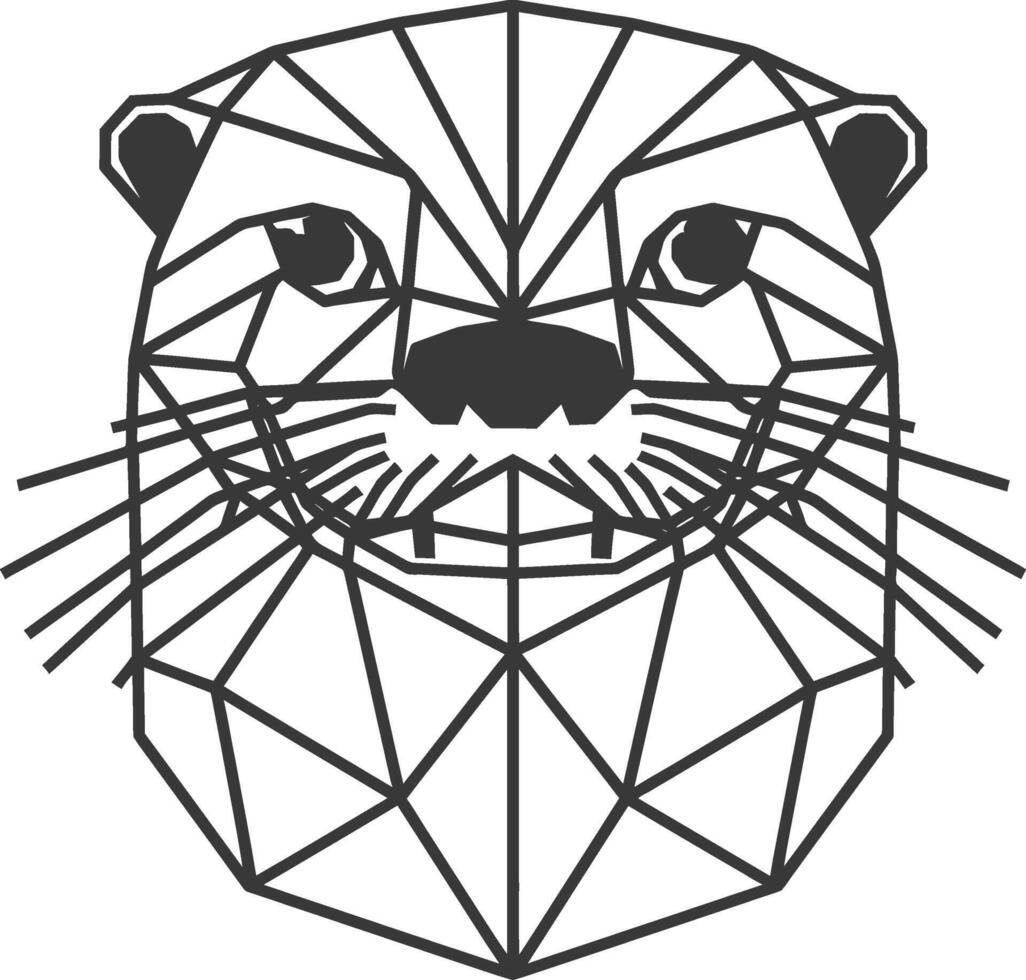 geometric otter portrait with whiskers vector