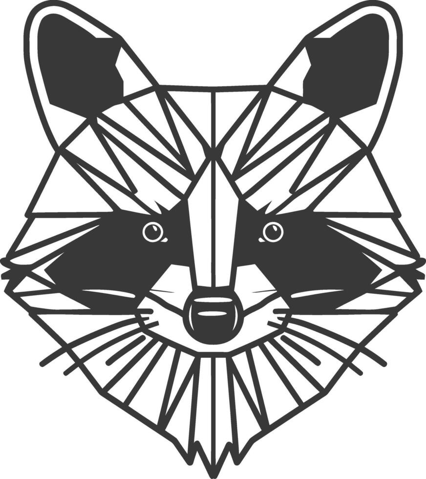 geometric raccoon stares intently vector