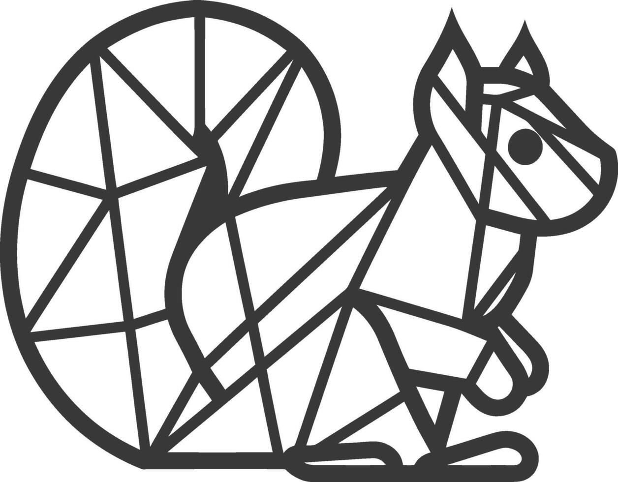 Geometric Squirrel Illustrated in Black and White vector