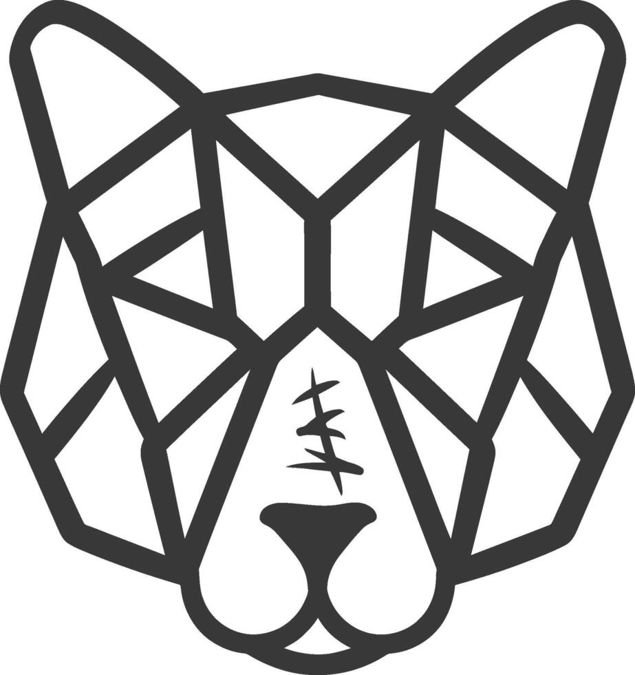 Geometric Representation of a Wild Cats Face with Stitches vector