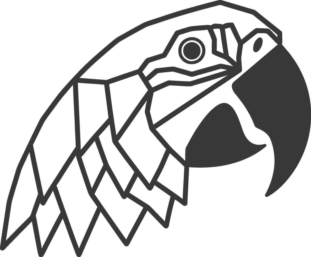 Geometric Parrot Head in Black and White vector