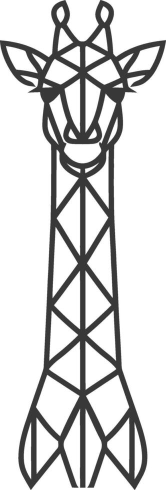 Geometric Giraffes Profile is Rendered in Black Lines vector
