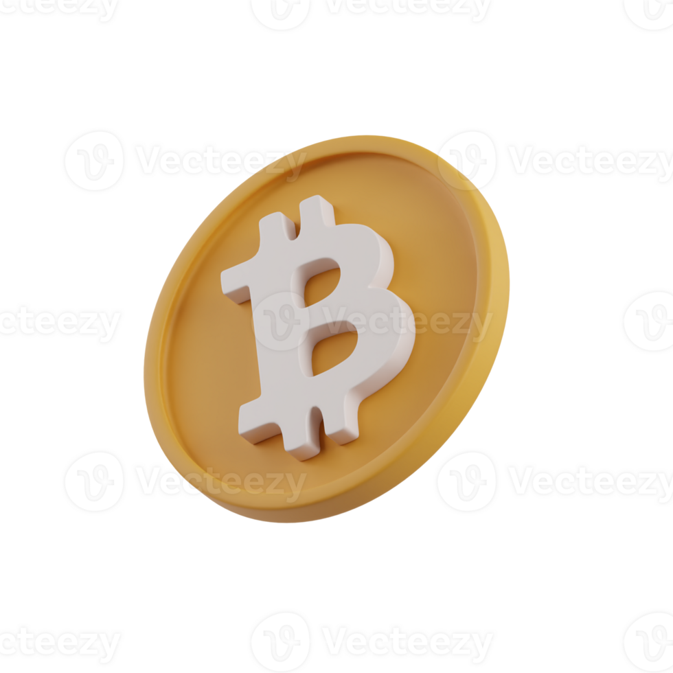3d Render of bitcoin icon png