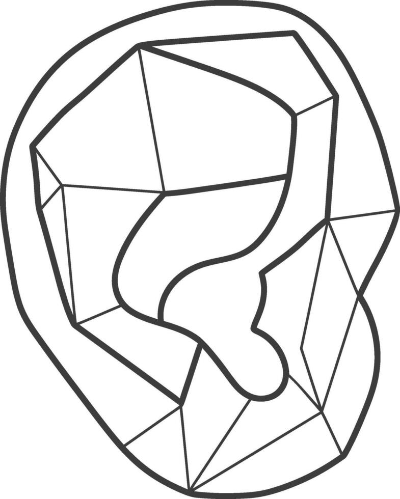 Geometric Representation of an Ear in Black and White vector