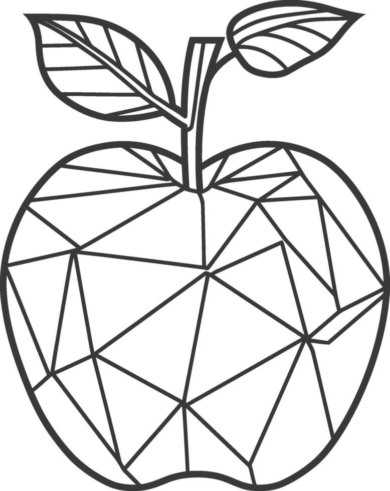 geometric apple with a stem and leaf vector