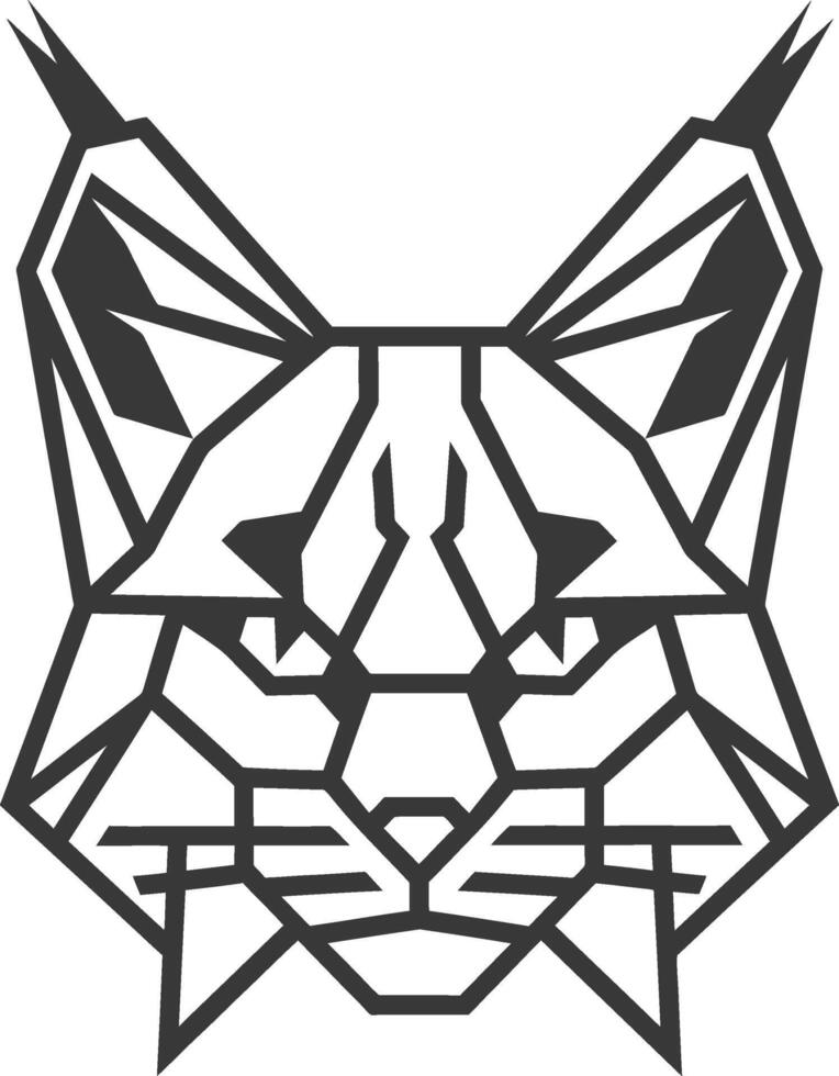 Geometric Lynx Head in Bold Black Lines vector