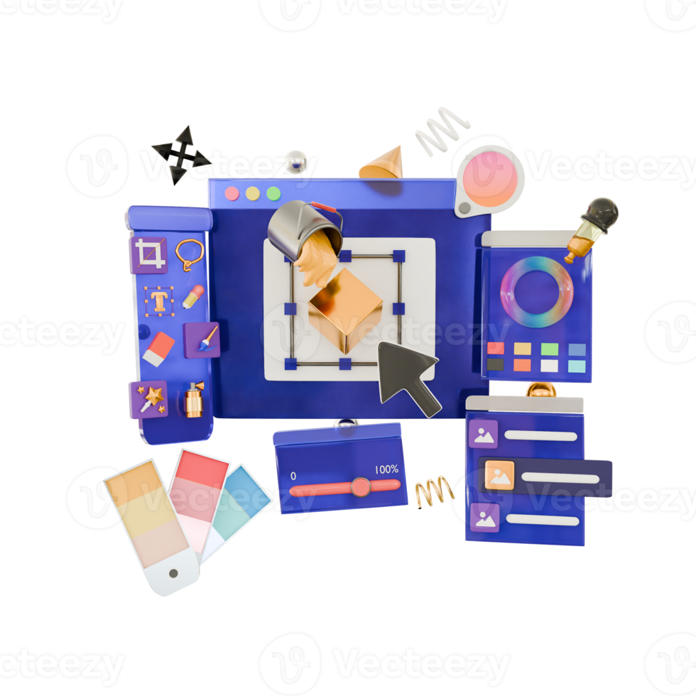 3d Render of UIUX Elements png