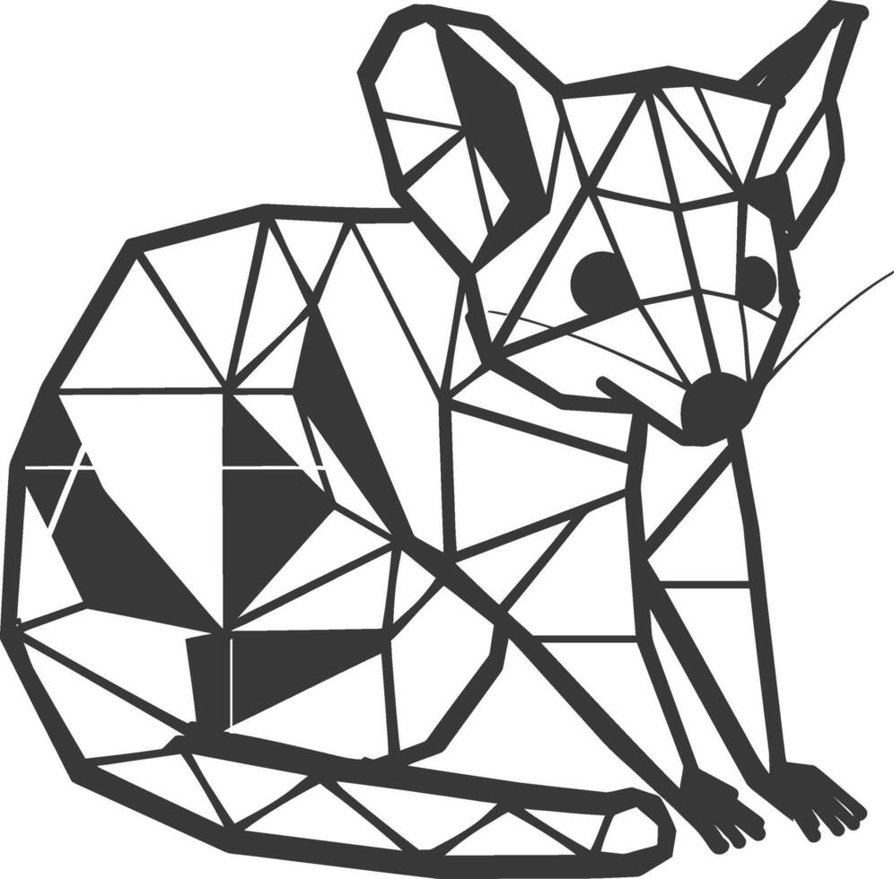 Geometric Representation of a Sitting Mouse with Large Ears vector