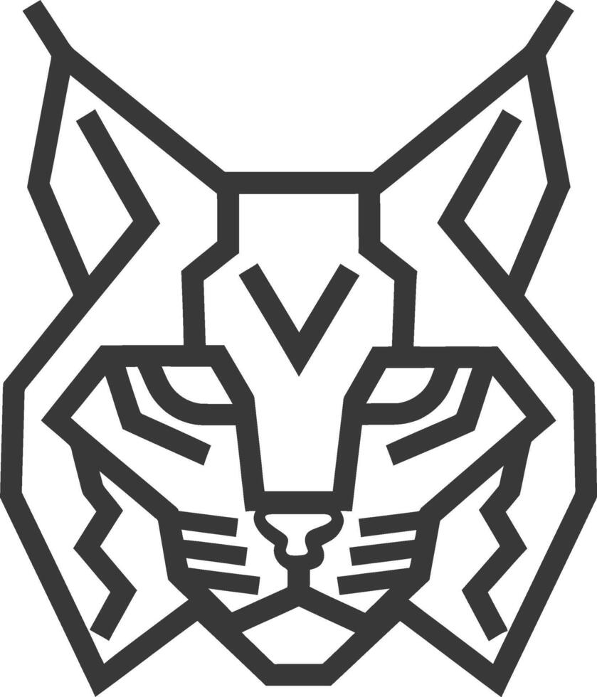 Geometric Lynx Head Design in Black and White vector