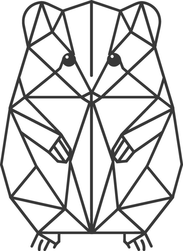 geometric hamster in black and white vector