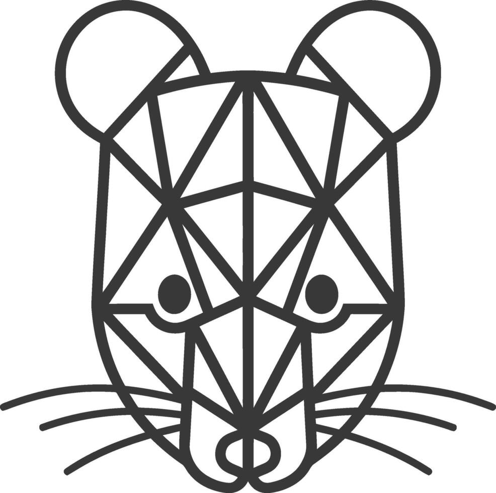 Geometric Mouse Portrait in Black and White vector