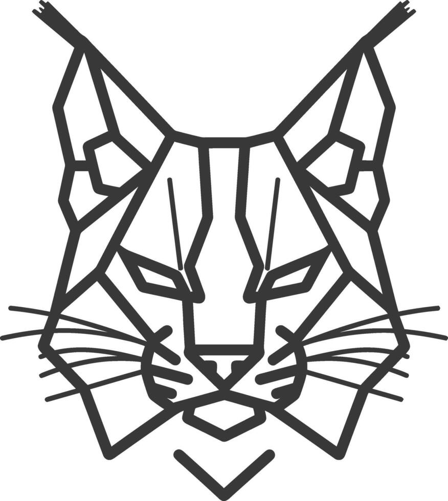 Geometric Lynx Portrait in Bold Black Lines vector