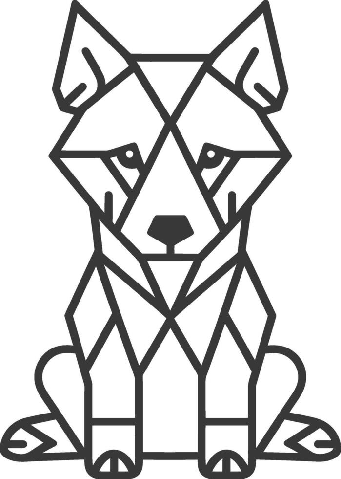 Geometric Wolf Sitting Calmly in a Simple Line Art Style vector