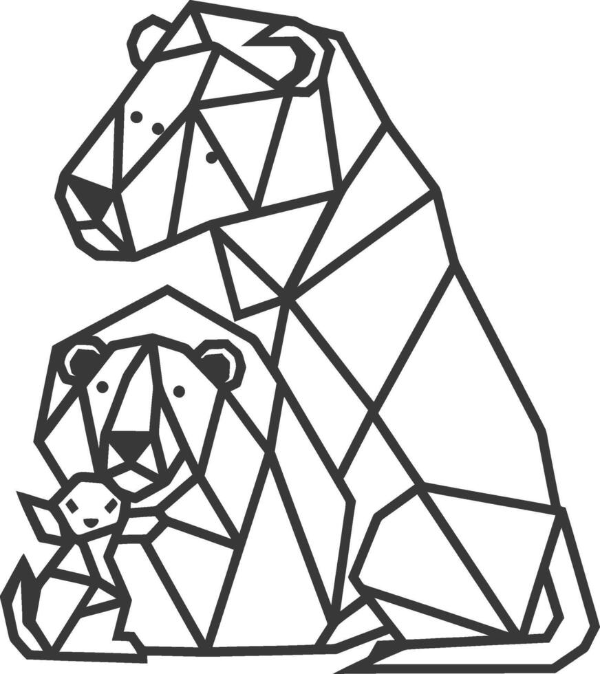 Geometric Illustration of Two Bears in a Loving Embrace vector