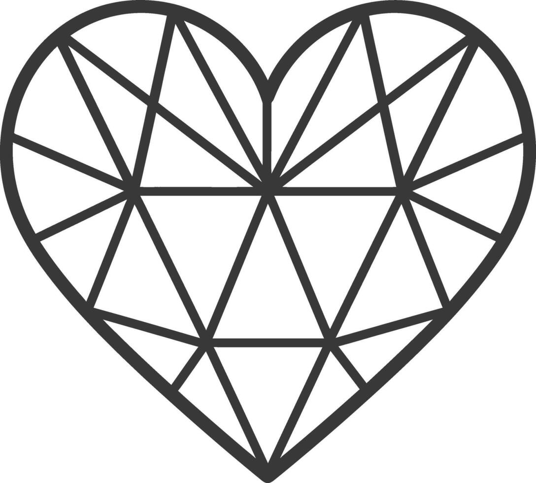 geometric heart with a diamond like design vector