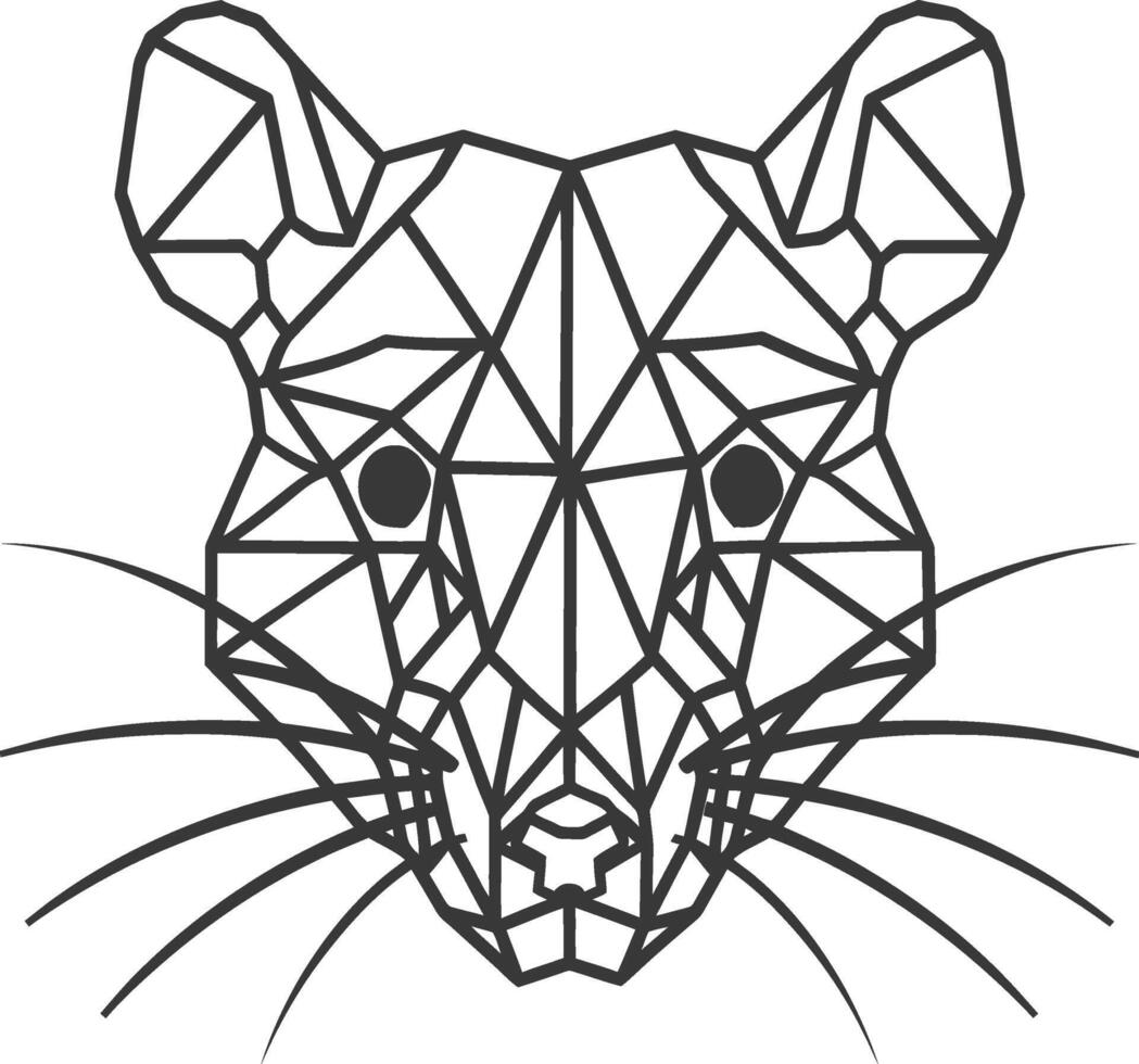 Geometric Rat Head With Sharp Whiskers vector