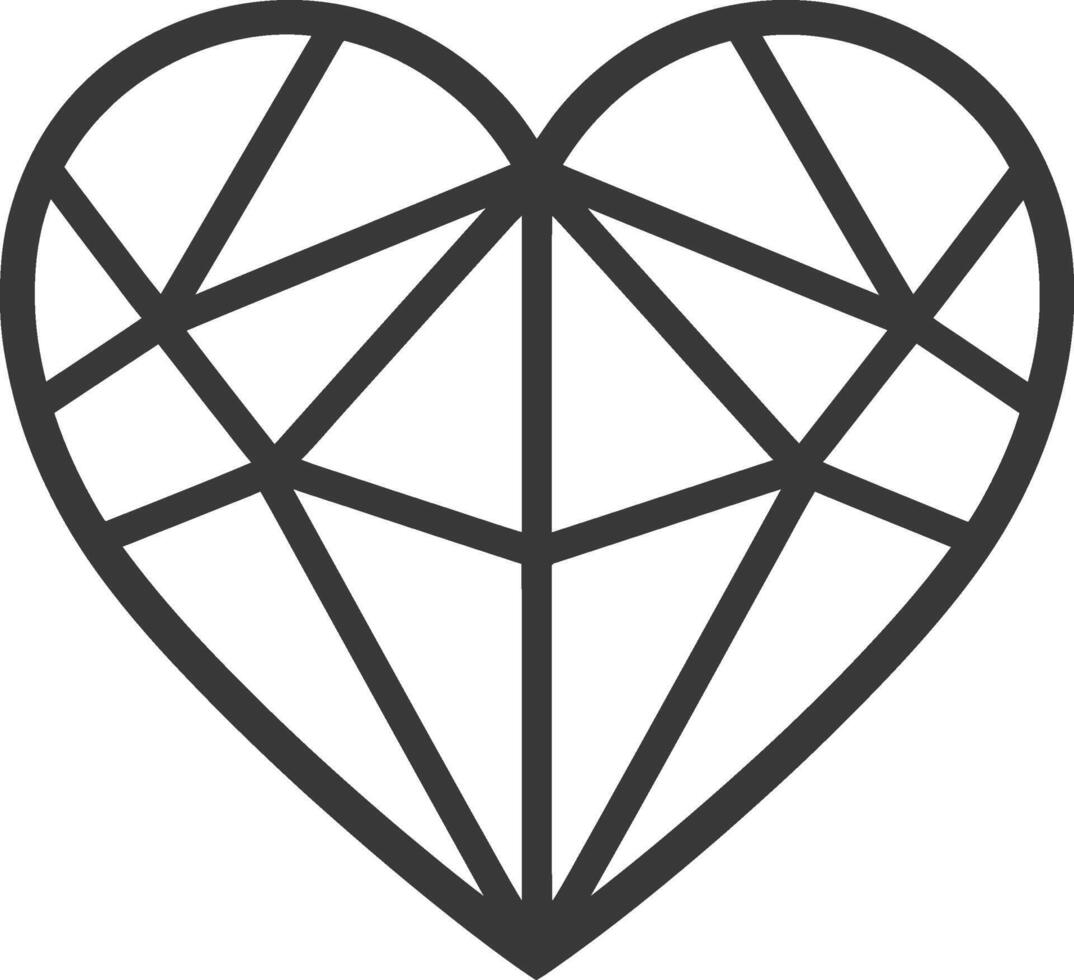 geometric heart made of lines vector