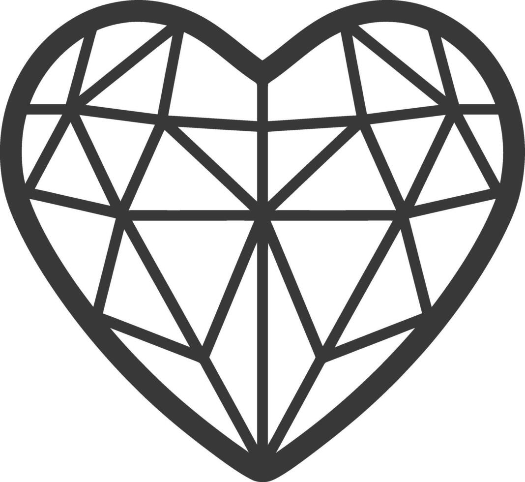 geometric heart with a diamond pattern vector
