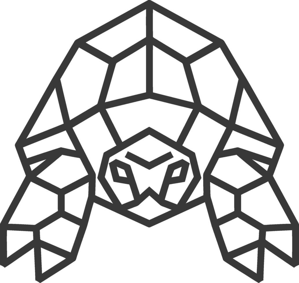 Geometric Representation of a Turtle Depicting Its Shell and Limbs with Bold Lines vector