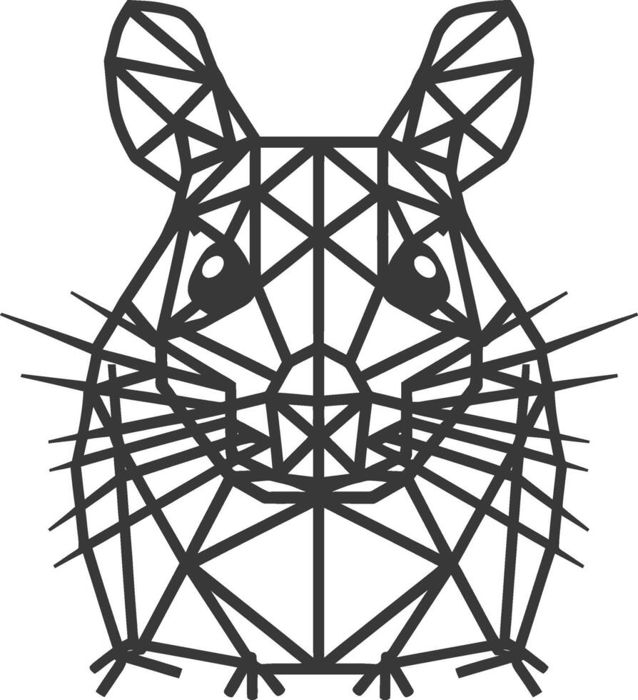 geometric design of a hamster with large eyes and whiskers vector