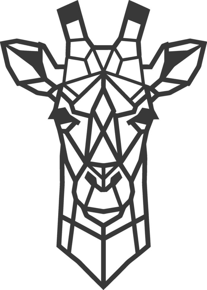 geometric giraffe head is depicted in a simple black and white design vector