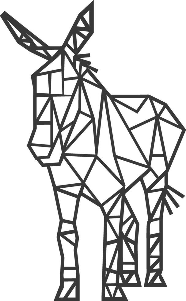 geometric donkey stands tall with a striking silhouette vector