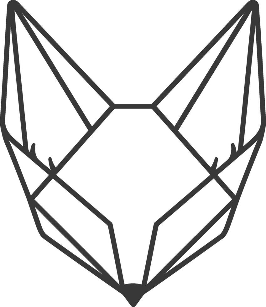 geometric fox head outlined in black vector