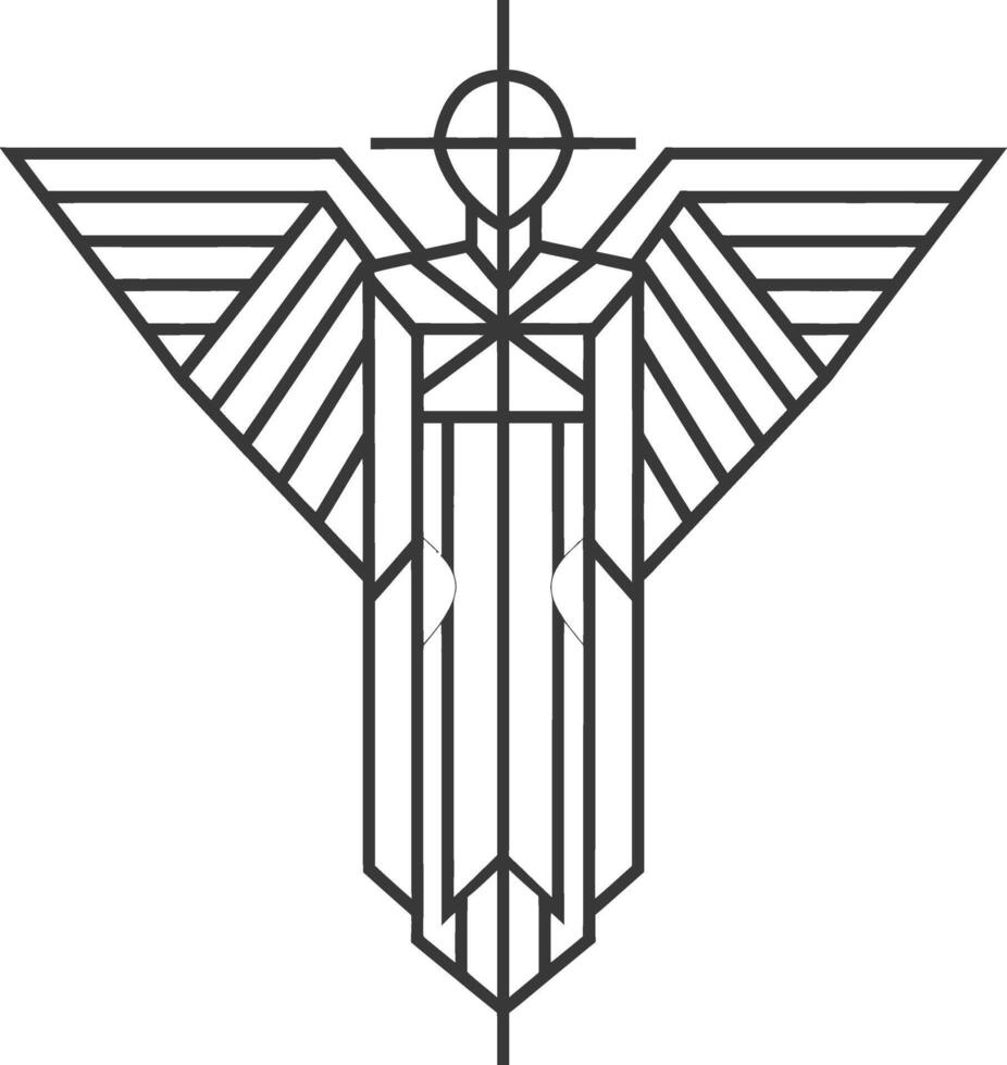 geometric depiction of an angel with wings spread vector