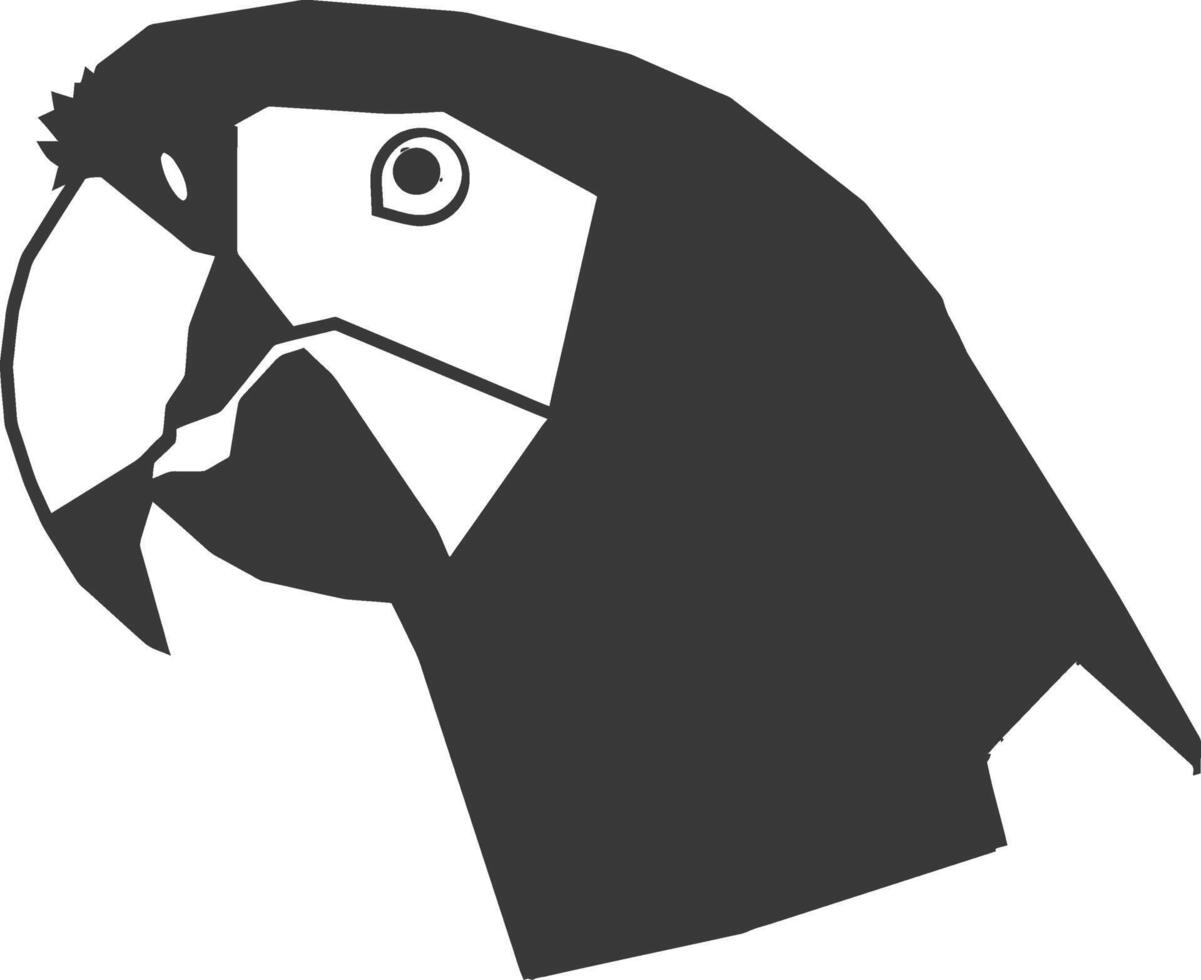 black and white silhouette of a parrot head vector