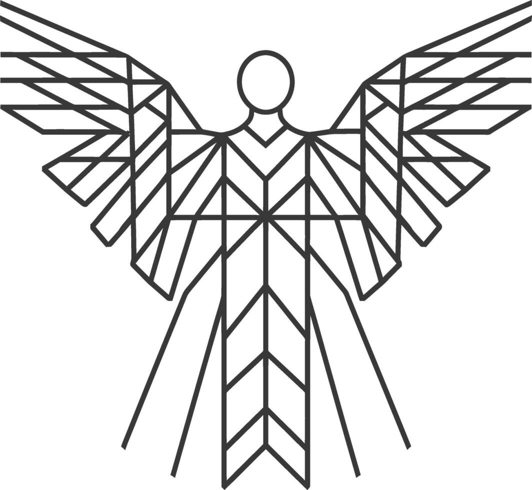 Geometric Angel with Spread Wings vector