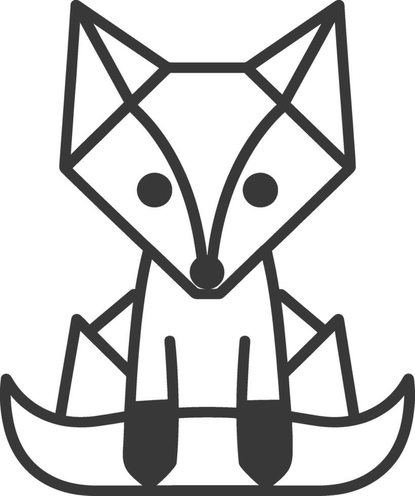 geometric fox on a snowboard vector