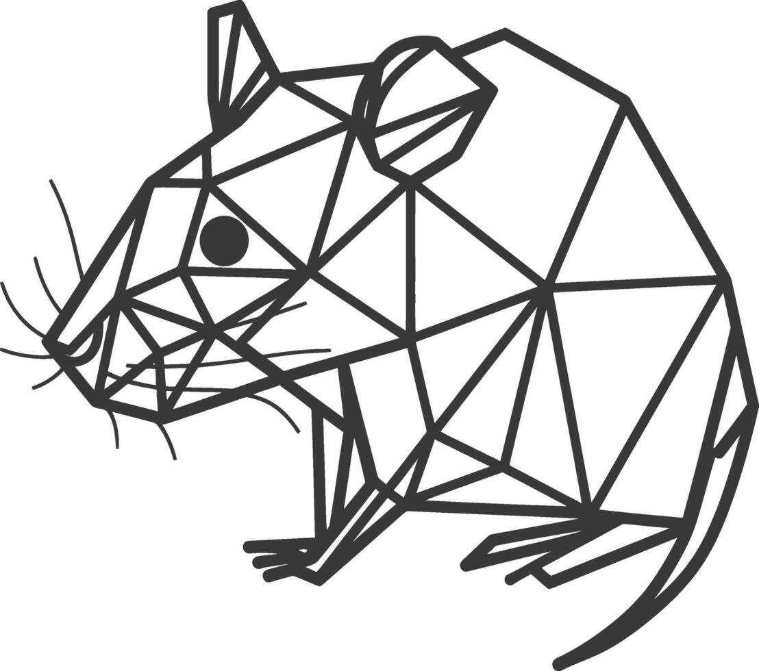 Geometric Rat With Detailed Lines and a Single Black Eye vector