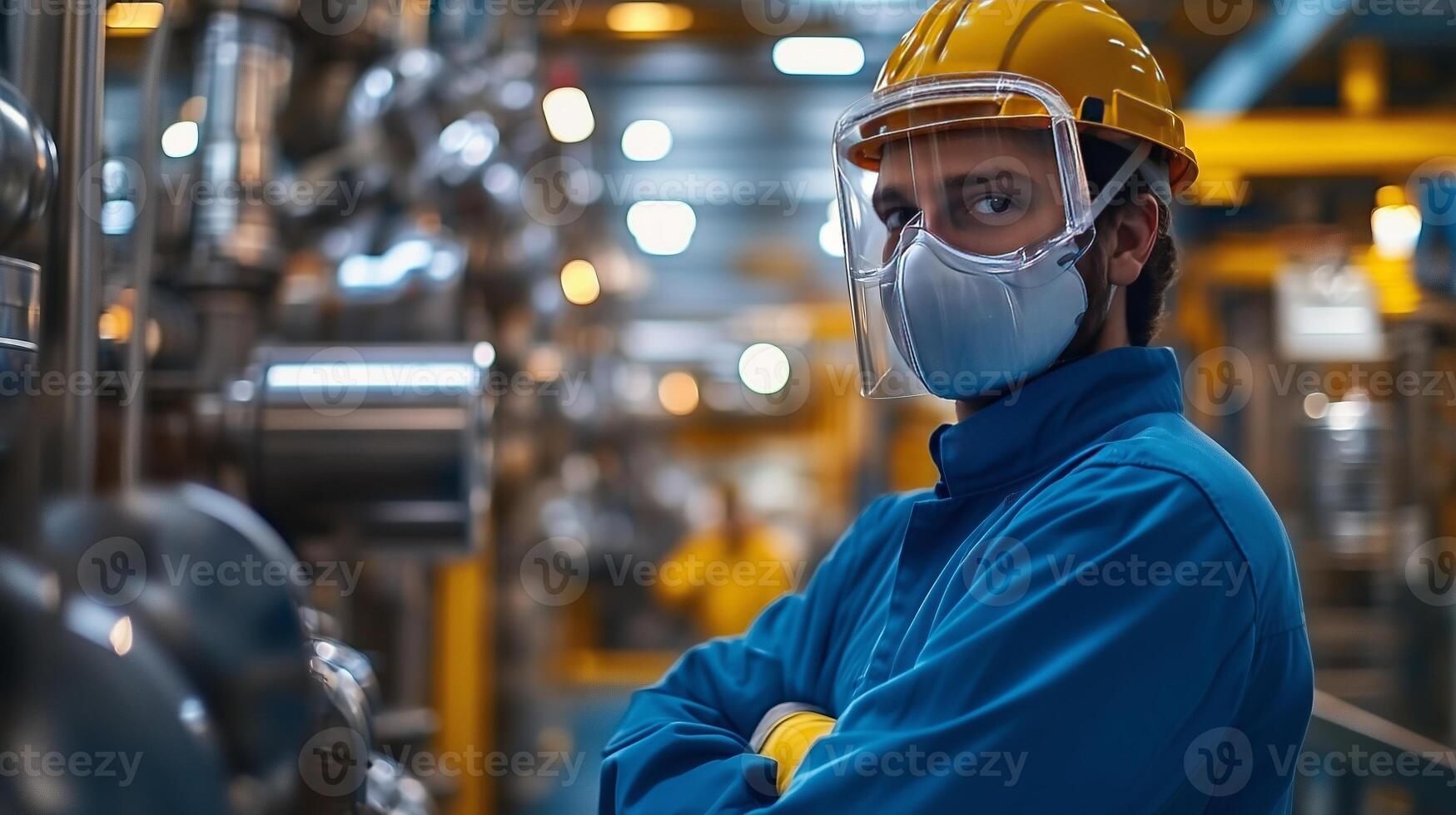 Industrial Worker in Protective Gear at a Manufacturing Facility photo