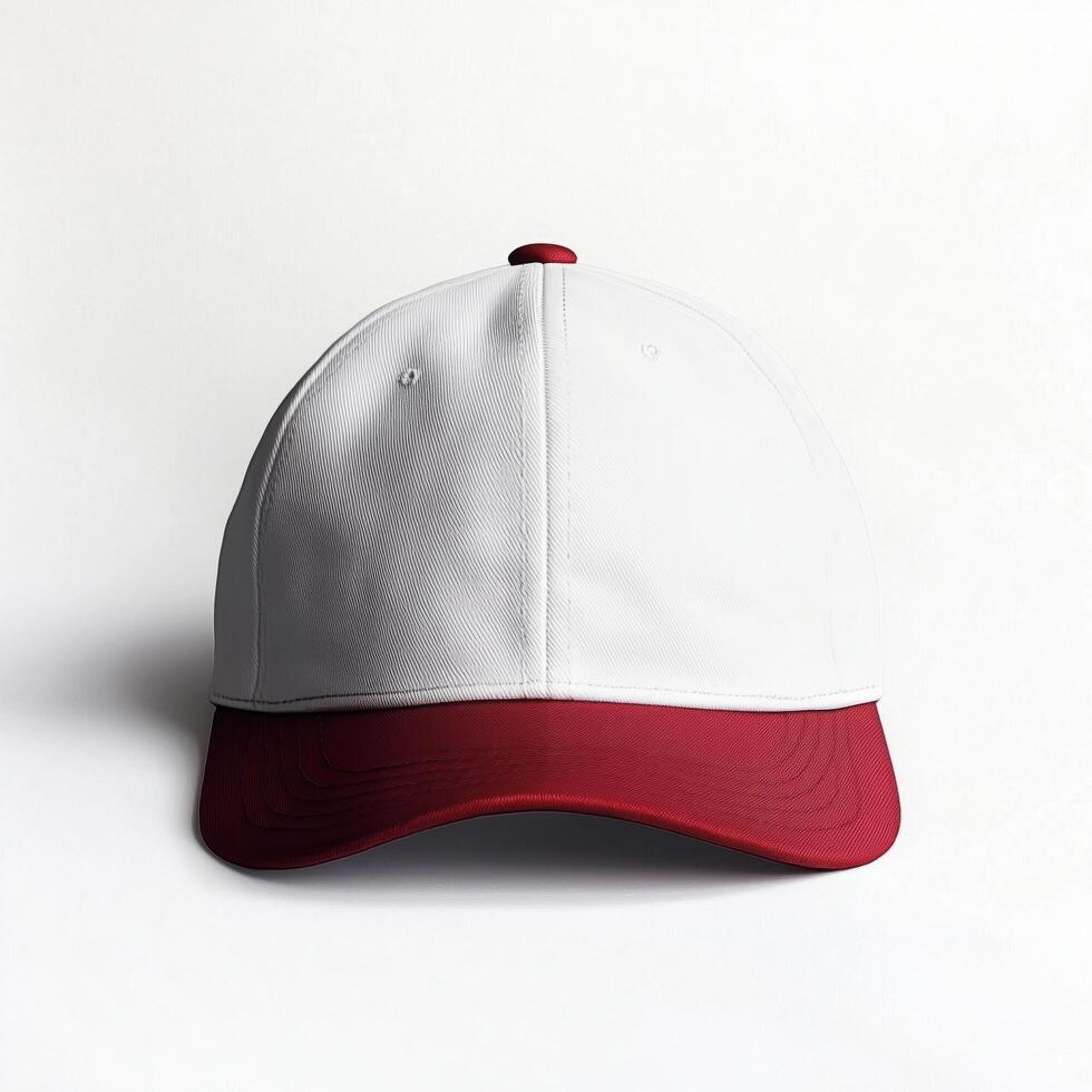 A Stylish Red and White Baseball Cap Perfect for Any Occasion photo