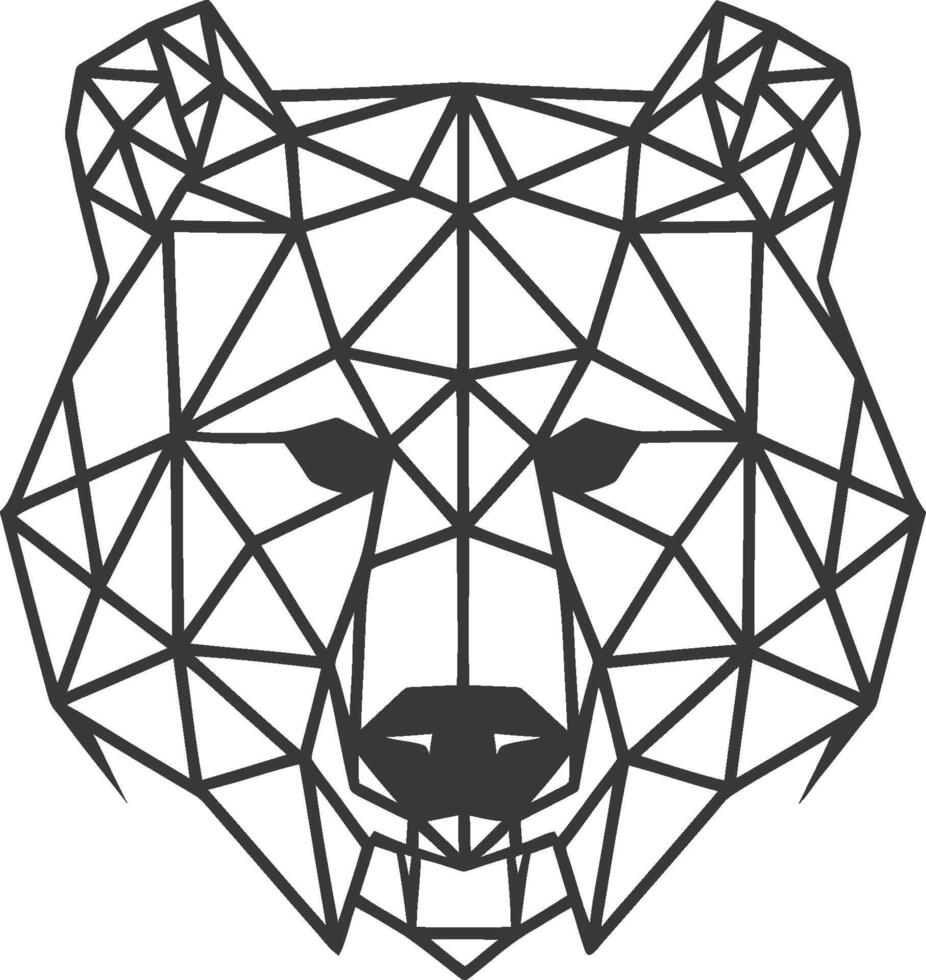 Geometric Bear Head in Black Outline vector