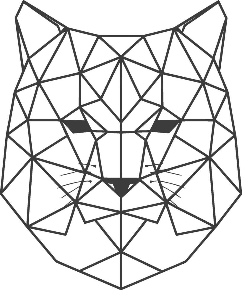 Geometric Cats Face Rendered in Black Lines vector