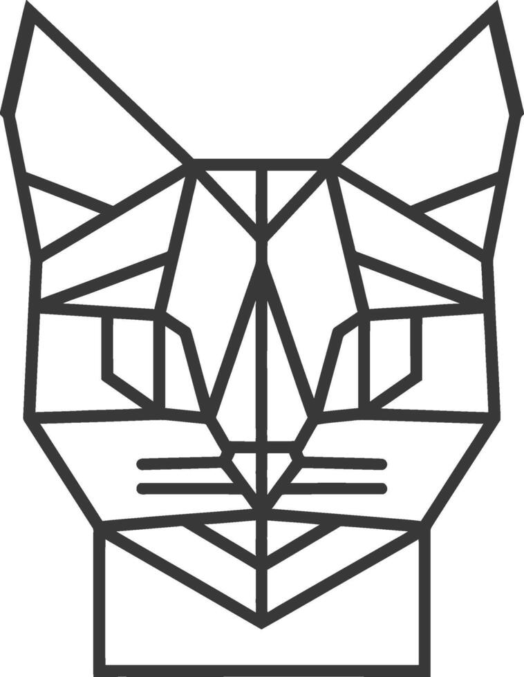 Geometric Cat Face Depicted in Black Lines vector