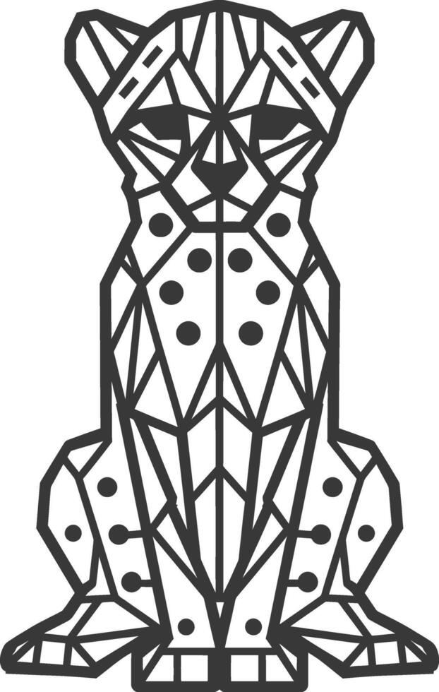 Geometric Cheetah Sits With Its Body Composed Of Triangles And Circles vector