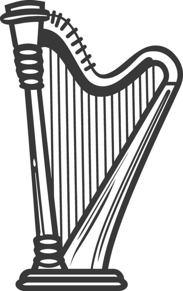 ancient harp minimalist line art icon logo symbol vector
