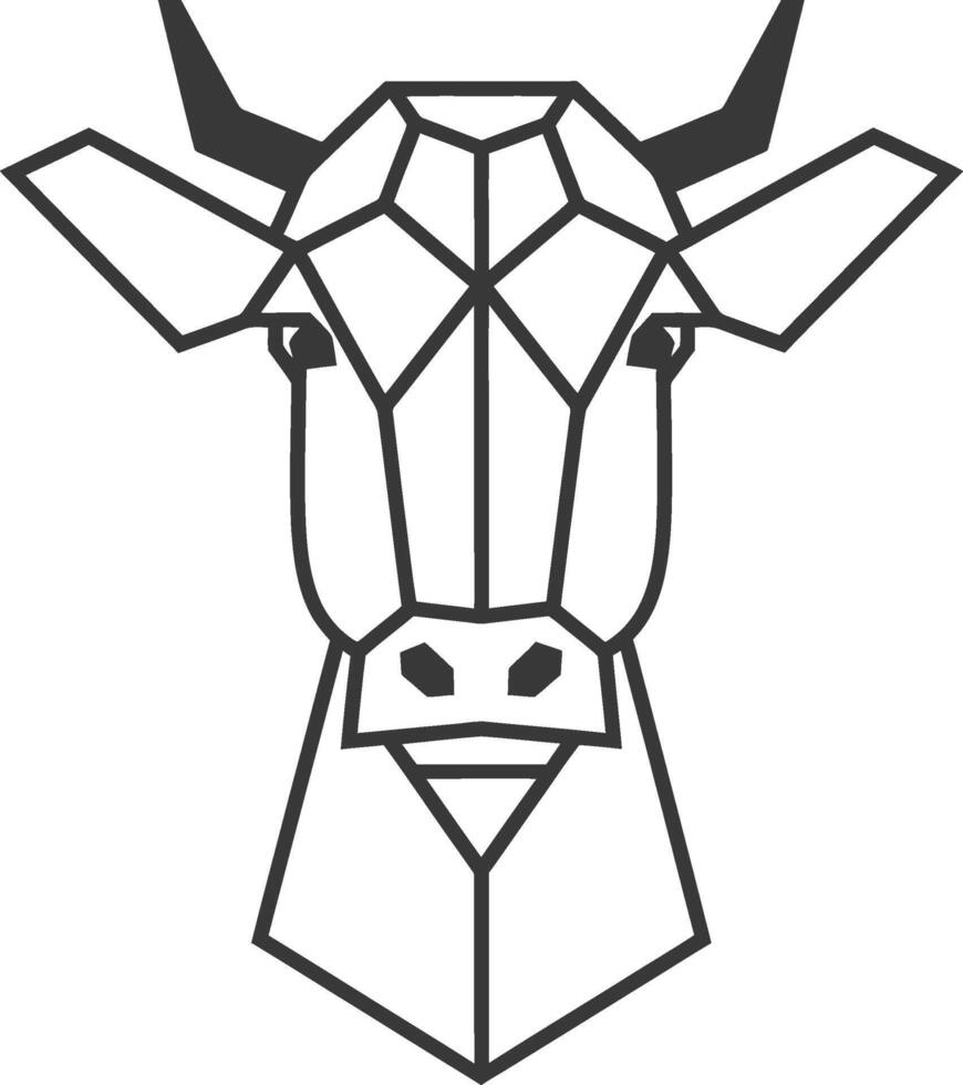 Geometric Cow Head in Black and White vector