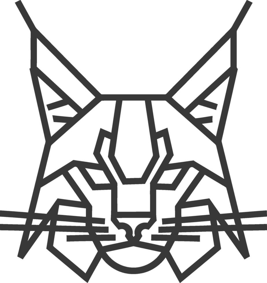 Geometric Depiction of a Lynxs Face in a Black Outline vector