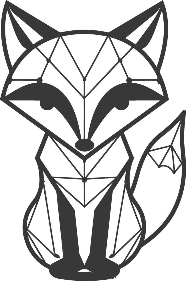 Geometric Fox Sitting Against A White Background vector