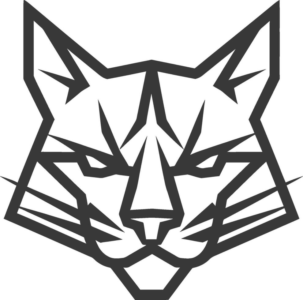 Geometric Cat Face in Bold Black Lines vector