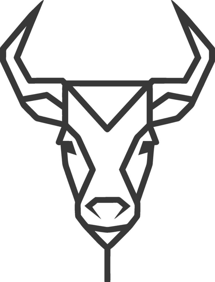 Geometric Bull Head Design in Black Outline vector