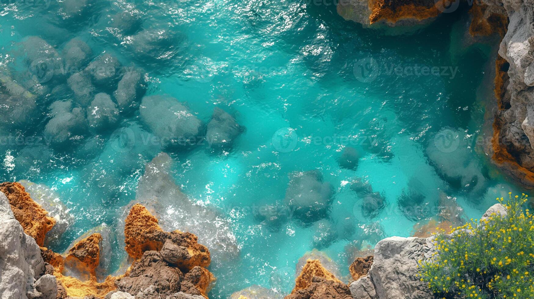 Bay with stones, view from the top photo