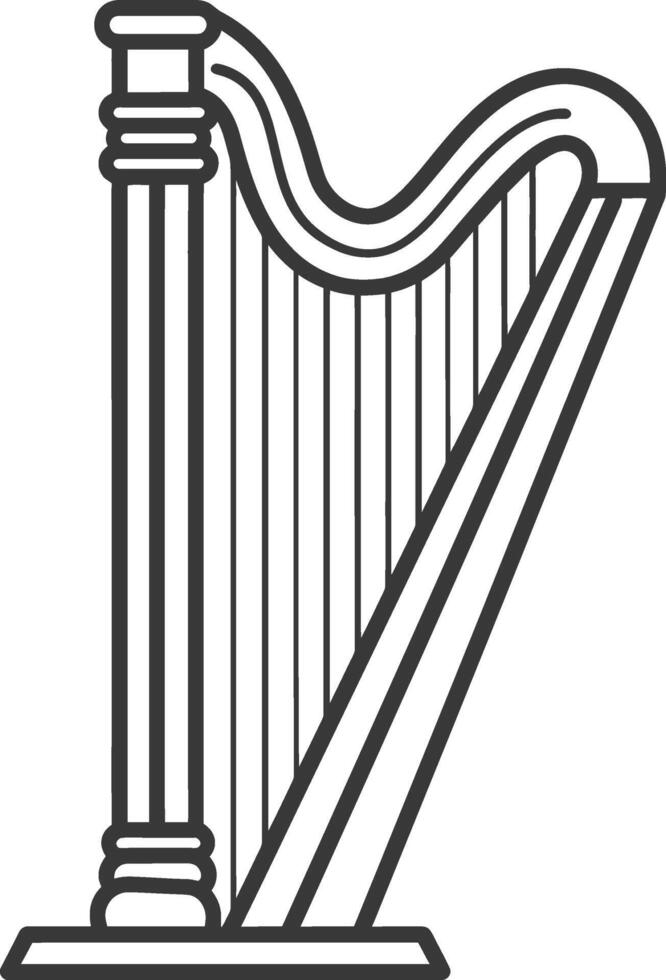 ancient harp minimalist line art icon logo symbol vector