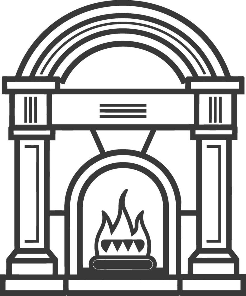 Fireplace icon illustration vector