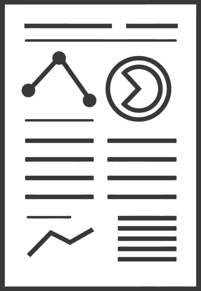 A black and white image of a document with a graph and arrows vector